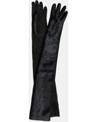 Alaïa - Calf Hair And Suede Gloves - Lyst
