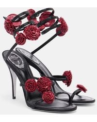 Rene Caovilla - Cleo Floral-Applique Satin Sandals - Lyst