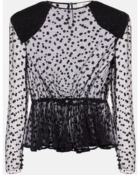 Chloé - Polka-Dot Peplum Cotton-Blend Tulle Top - Lyst
