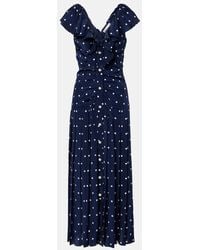 Alessandra Rich - Robe Midi En Soie A Pois - Lyst