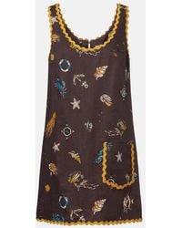 ALÉMAIS - Printed Scalloped Linen Minidress - Lyst