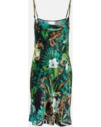 Camilla - Printed Embellished Silk Minidress - Lyst