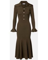 Self-Portrait - Ribbed-Knit Midi Dress - Lyst