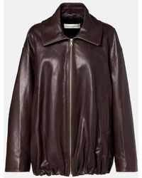Nour Hammour - Elisse Leather Bomber Jacket - Lyst