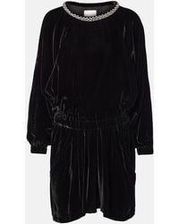 Isabel Marant - Beniga Crystal-Embellished Velvet Minidress - Lyst