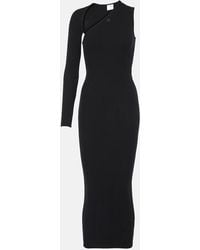 Courreges - Asymmetric Ribbed-Knit Midi Dress - Lyst