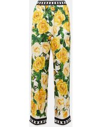 Dolce & Gabbana - Pantalones anchos de seda floral - Lyst