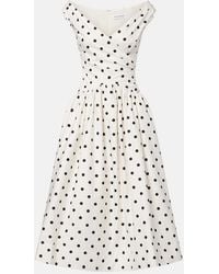 Self-Portrait - Polka-Dot Off-Shoulder Cotton Midi Dress - Lyst