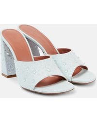 AMINA MUADDI - Brigitte 95 Denim And Leather Mules - Lyst
