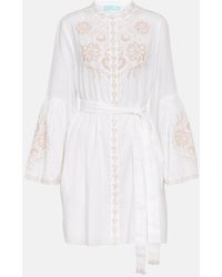 Melissa Odabash - Everly Embroidered Cotton And Linen Mini Dress - Lyst