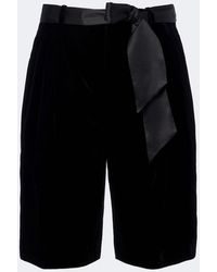 Saint Laurent - Belted Velvet Bermuda Shorts - Lyst
