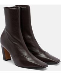 KHAITE - Nevada Leather Ankle Boots - Lyst