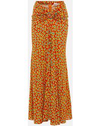 Rabanne - Low-rise Printed Jersey Maxi Skirt - Lyst