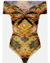 Etro - Body Estampado Con Hombros Descubiertos - Lyst