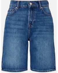 7 For All Mankind - Lola Distressed Denim Bermuda Shorts - Lyst