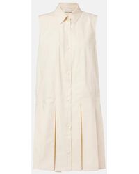 Moncler - Hemdblusenkleid Aus Baumwolle Und Seide - Lyst