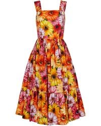 Dolce & Gabbana Robe midi en coton à fleurs - Multicolore