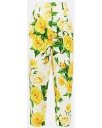 Dolce & Gabbana - Floral High-Rise Silk-Blend Straight Pants - Lyst