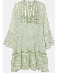 Juliet Dunn - Besticktes Minikleid Aus Baumwolle - Lyst
