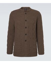 Giorgio Armani - Ribbed-Knit Cotton-Blend Cardigan - Lyst