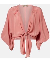Adriana Degreas - Solid Front Gathered Crop Top - Lyst