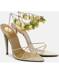 Saint Laurent - Mon Cheri Embellished Suede Sandals - Lyst