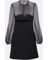 Max Mara - Sable Trim Silk Georgette Mini Dress - Lyst