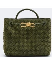 Bottega Veneta - Andiamo Intrecciato Small Suede Top-Handle Bag - Lyst