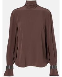 Brunello Cucinelli - Monili Turtleneck Silk Blouse - Lyst
