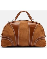 Dries Van Noten - Leather-Trimmed Suede Top-Handle Bag - Lyst