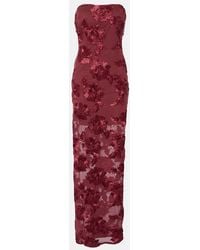ROTATE BIRGER CHRISTENSEN - Floral Embroidered Mesh Maxi Dress - Lyst