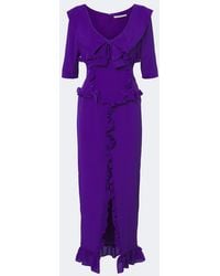 Alessandra Rich - Ruffled Silk Crepe De Chine Midi Dress - Lyst