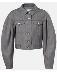 Ganni - Pinstripe Cropped Jacket - Lyst