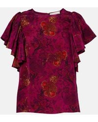 Ulla Johnson - Lena Floral Silk Crepe De Chine Top - Lyst