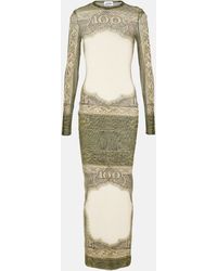 Jean Paul Gaultier - Printed Mesh Maxi Dress - Lyst