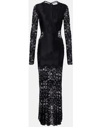 Rabanne - Lace-Trimmed Jersey Maxi Dress - Lyst