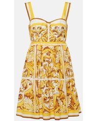 Dolce & Gabbana - Maiolica Print Bustier Dress - Lyst