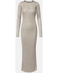 Brunello Cucinelli - Monili Ribbed-Knit Lame Maxi Dress - Lyst
