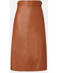 Ralph Lauren - Jacqueline Leather Midi Skirt - Lyst