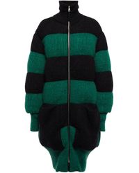 Moncler Genius Ribbed-knit Wool-blend Down Coat - Green