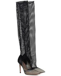 Gianvito Rossi Stivali cuissardes Celia in rete - Nero