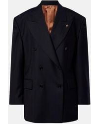 Versace - Double-Breasted Oversized Virgin Wool Blazer - Lyst
