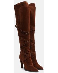 Saint Laurent - Suede Knee-High Boots - Lyst