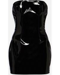 LAQUAN SMITH - Strapless Patent Leather Minidress - Lyst