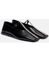 Jil Sander - Crystal-Embellished Leather Ballet Flats - Lyst