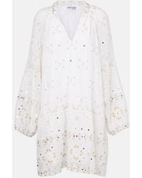 Juliet Dunn - Embroidered Cotton Minidress - Lyst