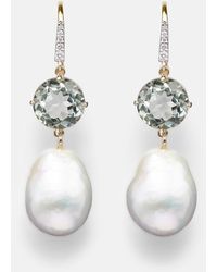 Mateo - 14Kt Drop Earrings With Amethysts, Pearls, And Diamonds - Lyst