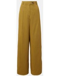 Dries Van Noten - High-Rise Cotton Wide-Leg Pants - Lyst