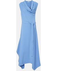 Ferragamo - Gancini Draped Asymmetric Cady Maxi Dress - Lyst