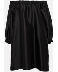 Max Mara - Lepre Off-Shoulder Silk And Cotton Minidress - Lyst